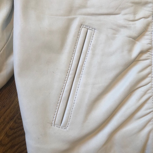 NWT | Vintage Genuine White Leather Bomber Jacket - Picture 9 of 15